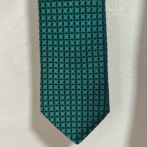 Ted Baker 100% Silk made in USA tie, green purple black all over print